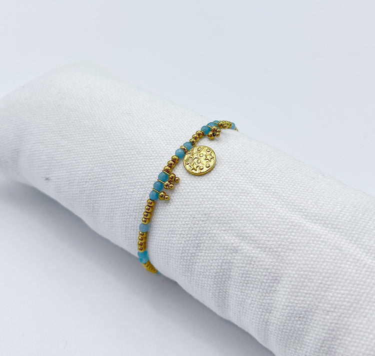 BLUE BEADED STONE BRACELET