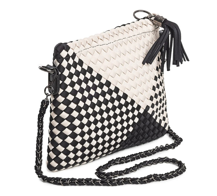 TESSER BLACK-WHITE BRAIDED NEOPRENE BAG