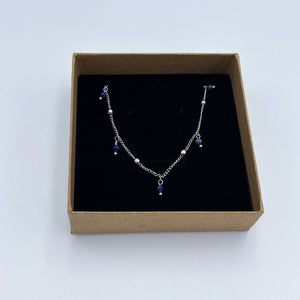 SILVER DARK BLUE CHARMS NECKLACE