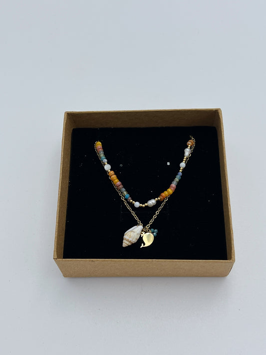 DOUBLE GOLD NECKLACE WITH SEA SHELL