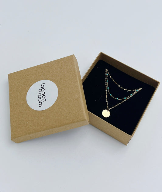 GOLD TRIPLE BLUE NECKLACE