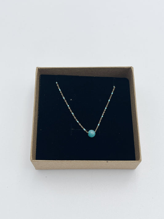 SILVER NECKLACE WITH BLUE STONE