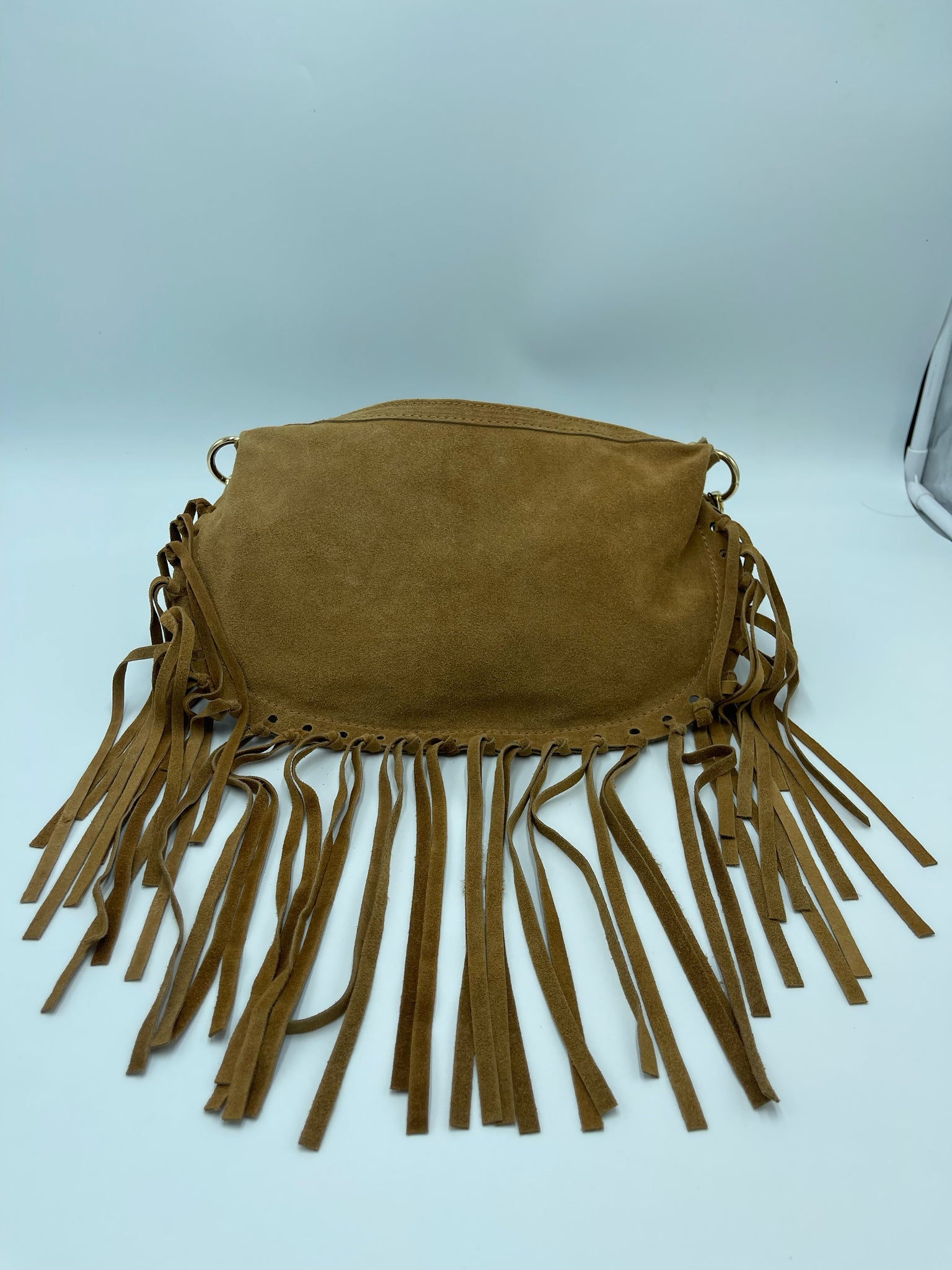SUEDE BAG WITH FRINGES CAMEL
