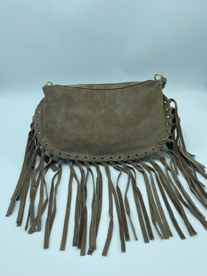 SUEDE BAG WITH FRINGES BROWN