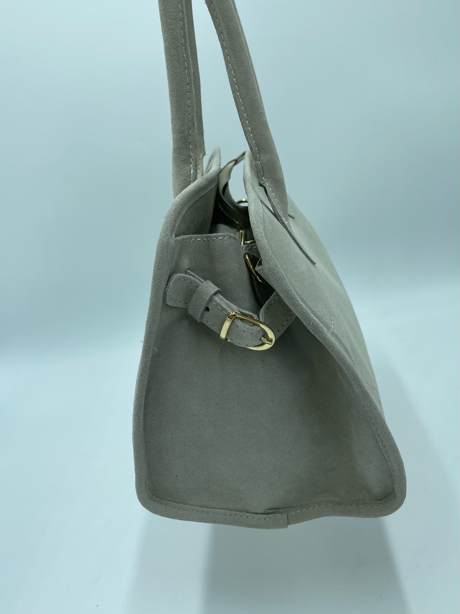 SUEDE HANDLES BAG TAUPE