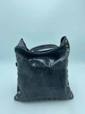STUDDED HANDLE BAG GRAY