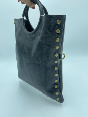 STUDDED HANDLE BAG GRAY