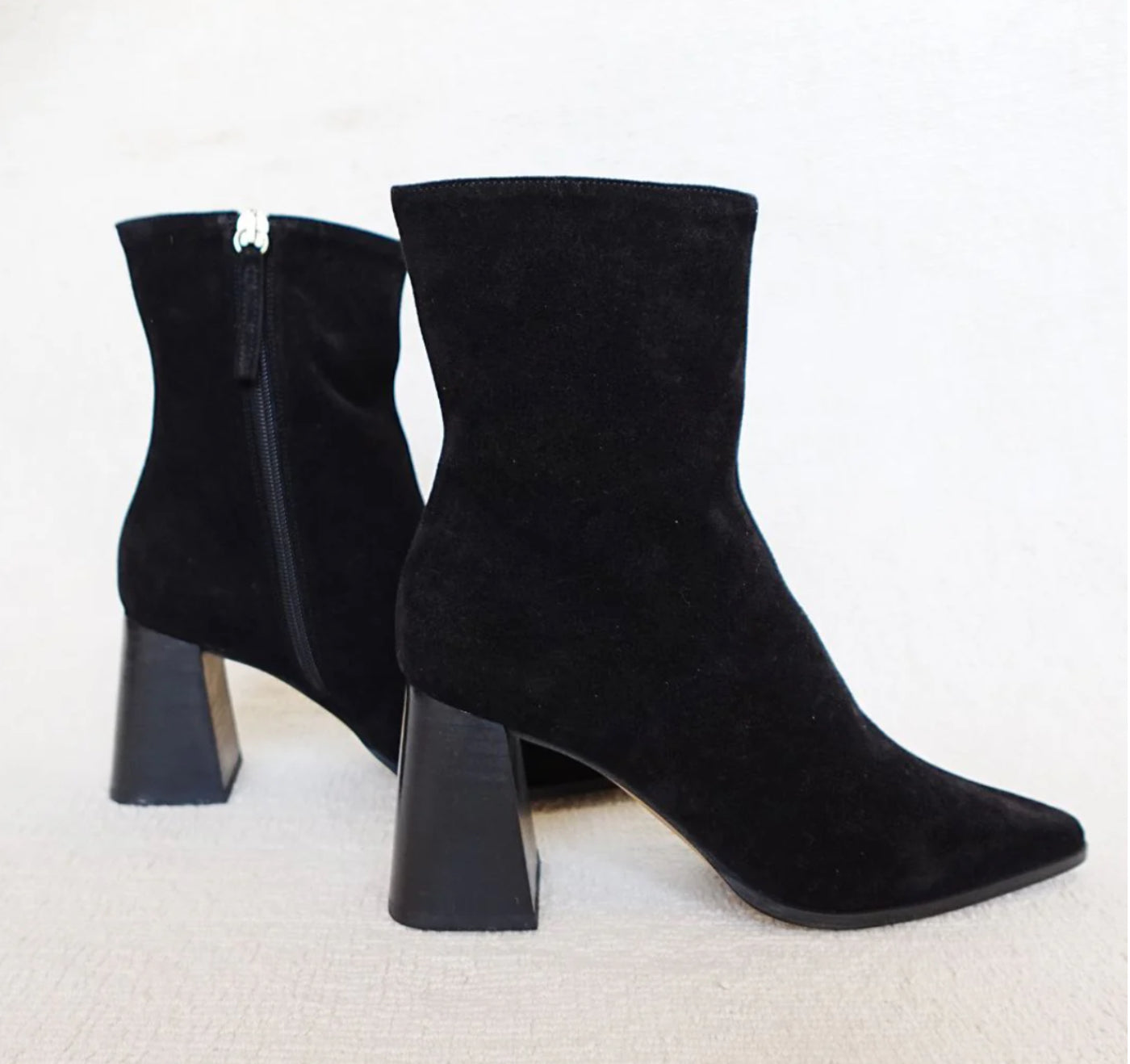 PAOLA ANKLE BOOT  BLACK SUEDE HEEL 7CM