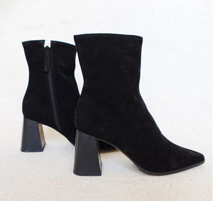 PAOLA ANKLE BOOT  BLACK SUEDE HEEL 7CM