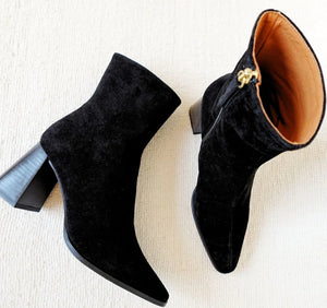 PAOLA ANKLE BOOT  BLACK SUEDE HEEL 7CM