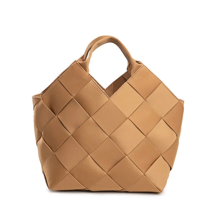 PARIS L BEIGE DIAMONDS BRAIDED NEOPRENE BAG