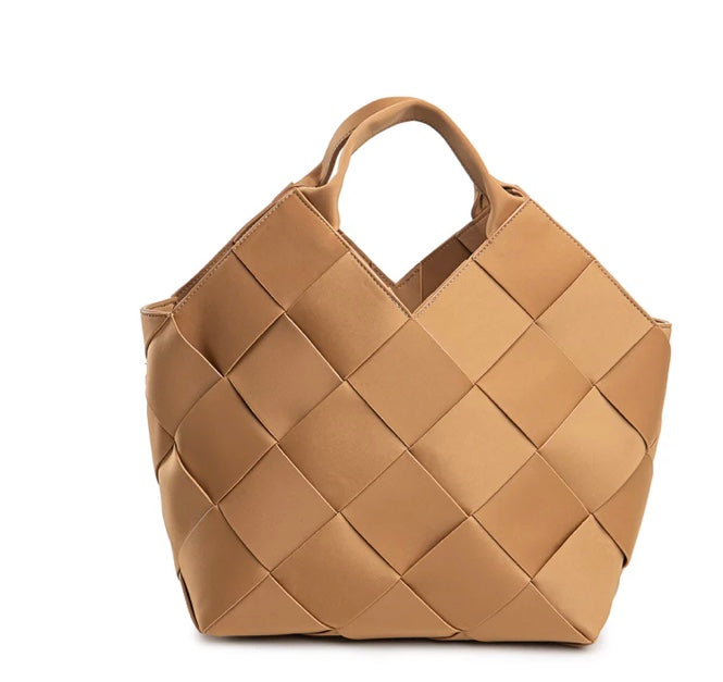 PARIS S BEIGE DIAMONDS BRAIDED NEOPRENE BAG