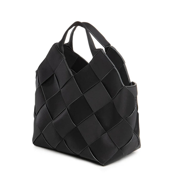 PARIS L BLACK DIAMONDS BRAIDED NEOPRENE BAG