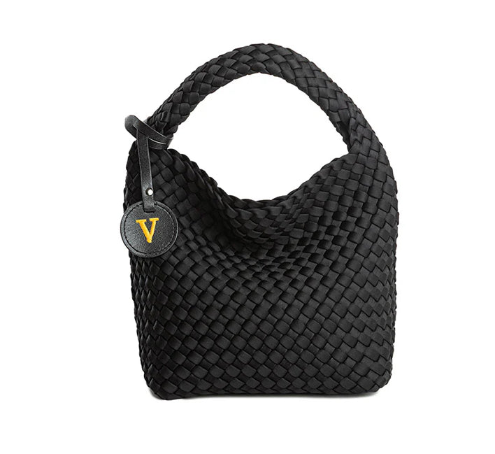 LONDON S BLACK BRAIDED NEOPRENE SACK BAG