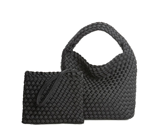 LONDON S BLACK BRAIDED NEOPRENE SACK BAG