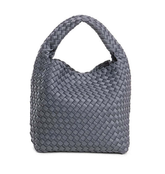 LONDON S GREY BRAIDED NEOPRENE SACK BAG