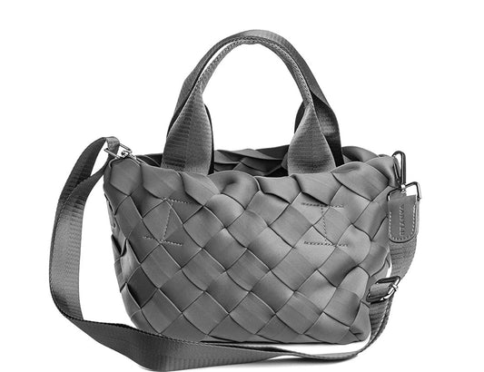 JACKIE GREY BRAIDED NEOPRENE BAG