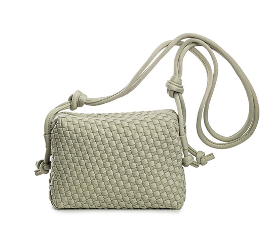 BOMBONERA LIGHT GREEN BRAIDED NEOPRENE BAG