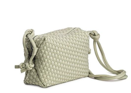 BOMBONERA LIGHT GREEN BRAIDED NEOPRENE BAG