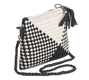 TESSER BLACK-WHITE  BRAIDED NEOPRENE BAG