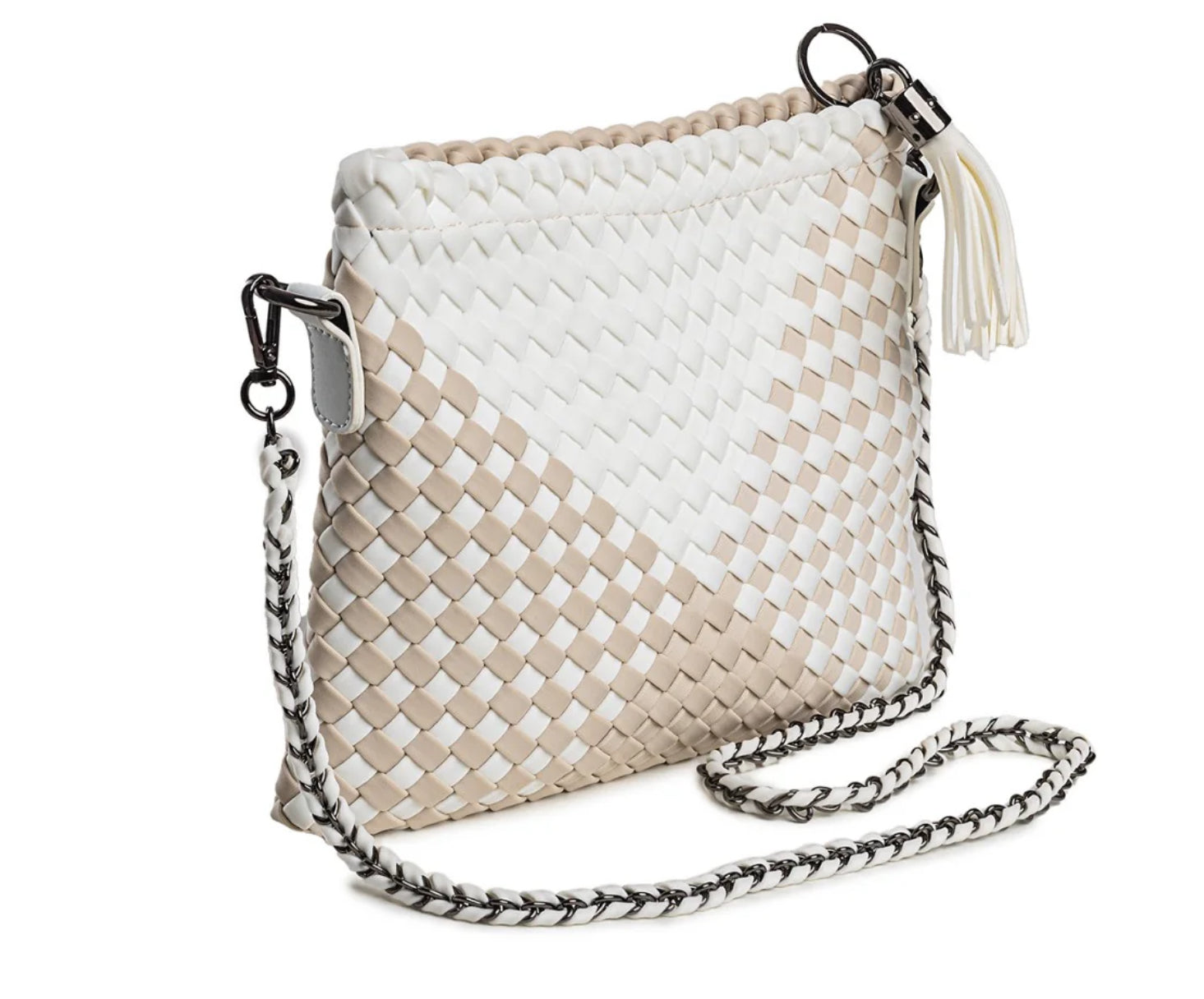 TESSER WHITE-BEIGE  BRAIDED NEOPRENE BAG