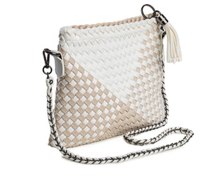 TESSER WHITE-BEIGE  BRAIDED NEOPRENE BAG