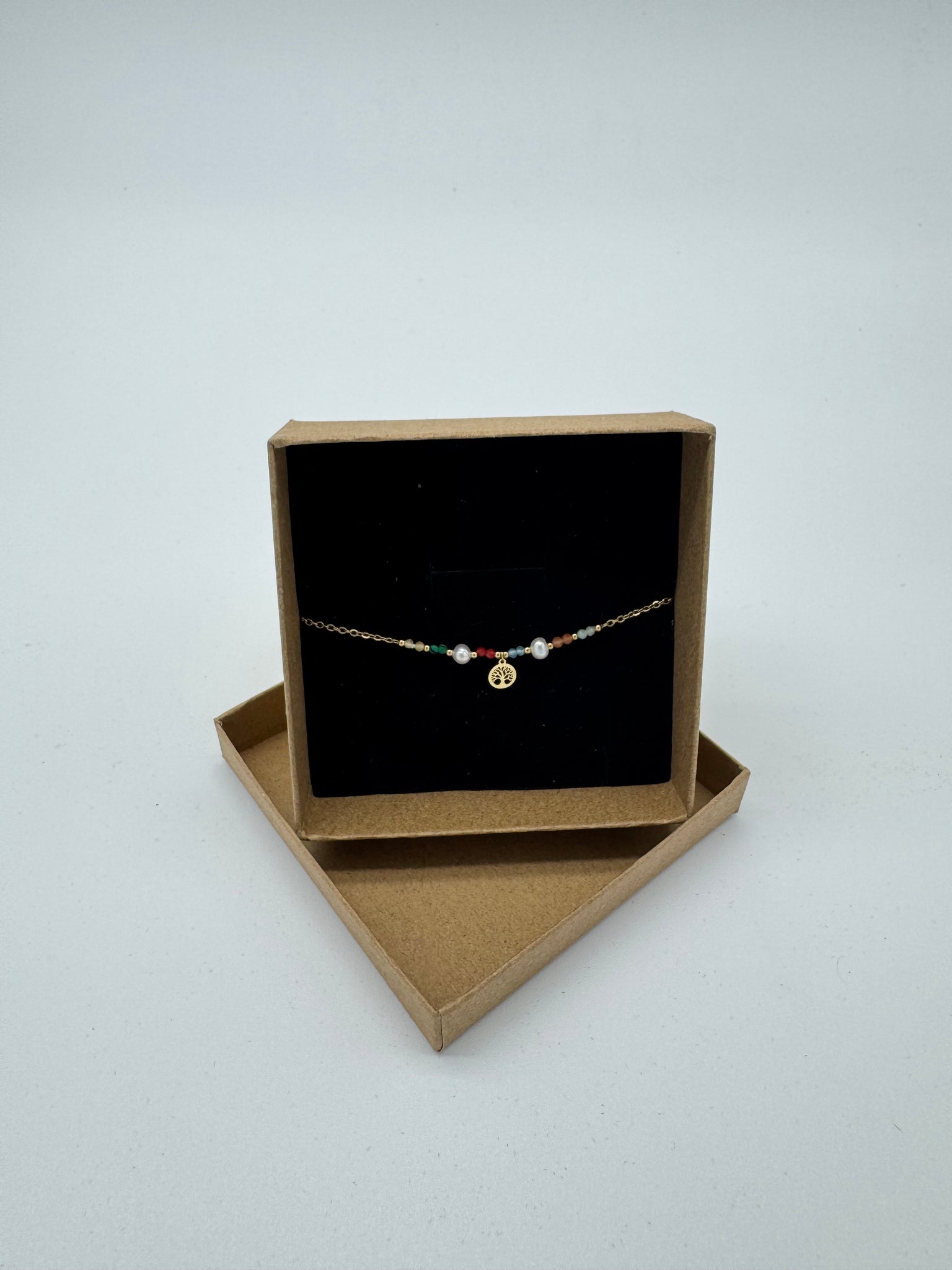 GOLD TINY MULTICOLOR TREE CHARM BRACELET