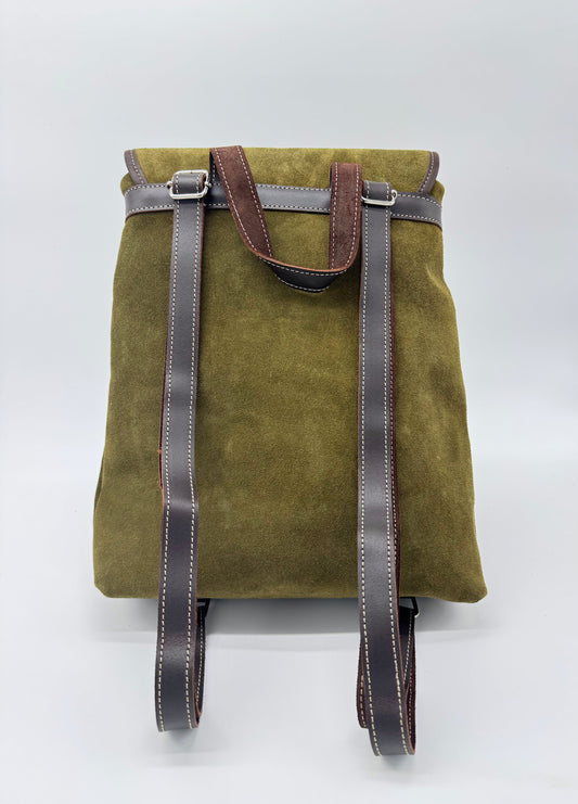 GREEN LEATHER BACKPACK