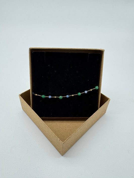 GOLD TINY BRACELET WITH DOTS BLUE AND GREEN