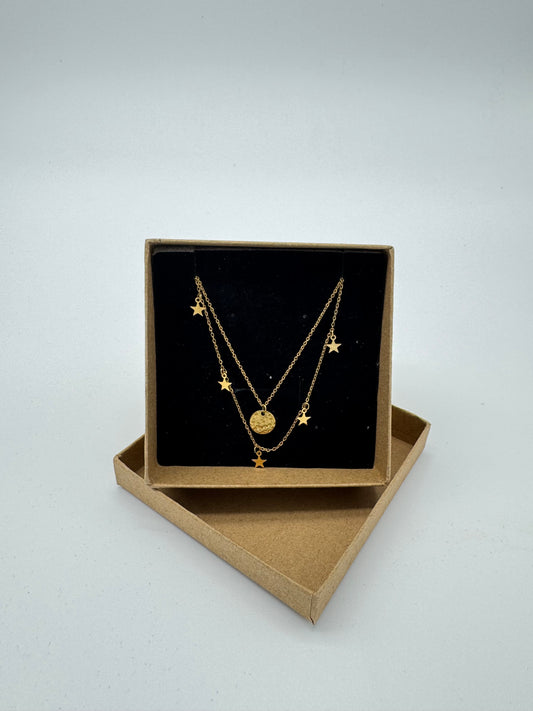 DOUBLE GOLD NECKLACE WITH PENDAT AND STARS