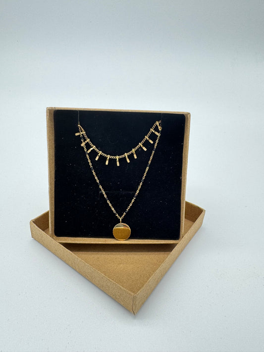 DOUBLE GOLD NECKLACE WITH PEDANT