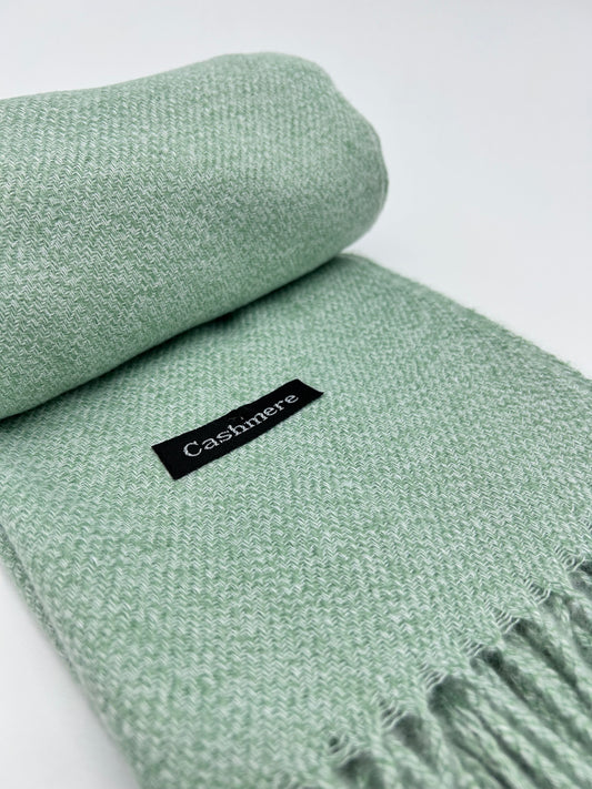 LIGHT GREEN CASHMERE SCARF