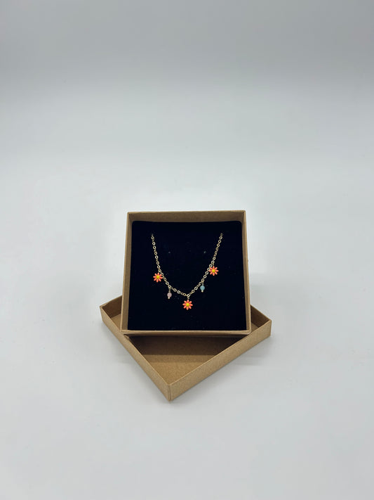 GOLD ORANGE DAISIES NECKLACE