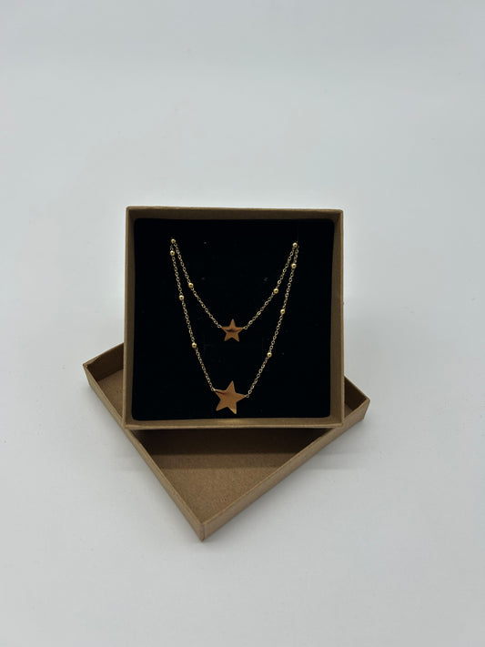 DOUBLE GOLD NECKLACE WITH STARS