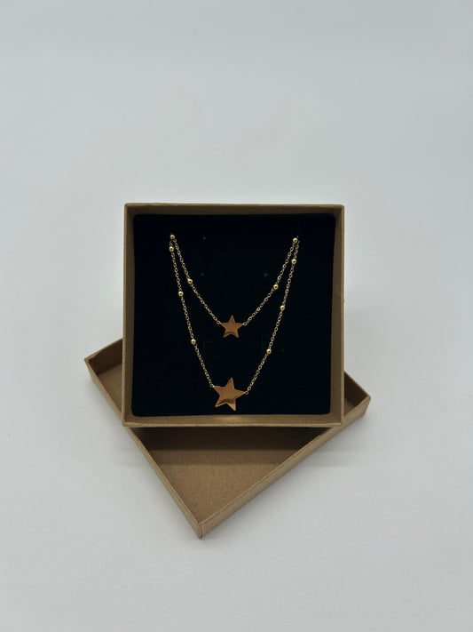 DOUBLE GOLD NECKLACE WITH STARS