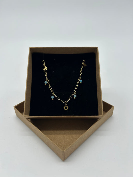 GOLD NECKLACE WITH BLUE LITTLE DARLING