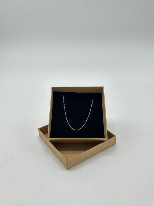 GOLD BLUE BEADS NECKLACE