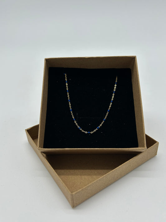 GOLD BLUE BEADS NECKLACE