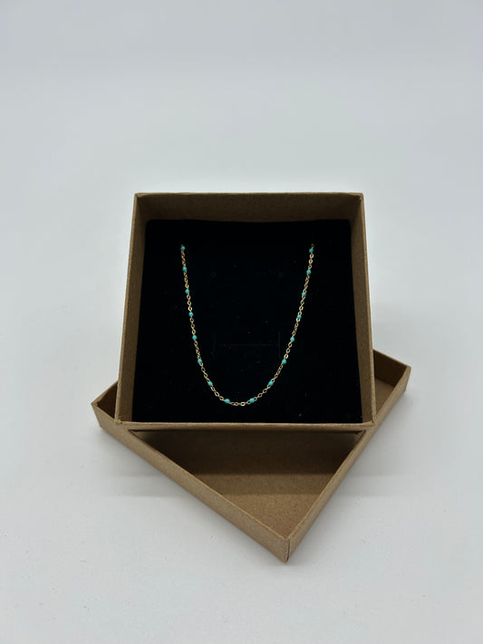 GOLD TURQUOISE BEADS NECKLACE