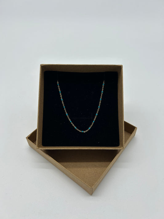 GOLD NECKLACE WITH DARK TURQUOISE