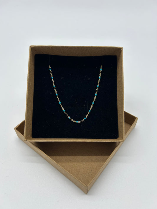 GOLD NECKLACE WITH DARK TURQUOISE