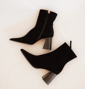 PAOLA ANKLE BOOT  BLACK SUEDE HEEL 7CM