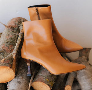 ARES ANKLE BOOT  BROWN LEATHER HEEL 6CM