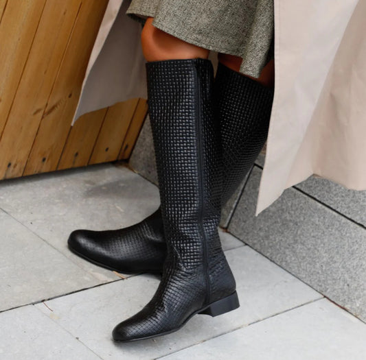 ANDREA BLACK LEATHER BOOTS 3CM HEEL