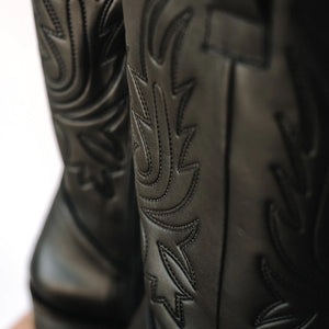 LUIS COWBOY BOOTS BLACK LEATHER HEEL 4CM