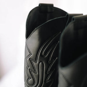 LUIS COWBOY BOOTS BLACK LEATHER HEEL 4CM