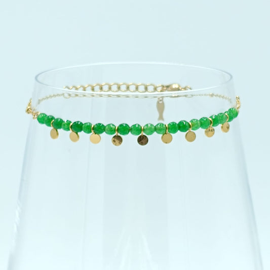 GOLD GREEN STONES BRACELET