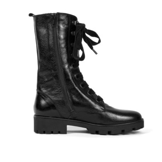 CARLOTA BLACK LEATHER BIKER BOOT 4CM