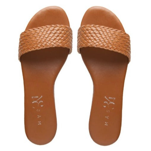 LOLA FLAT SANDALS BROWN LEATHER