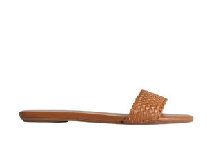 LOLA FLAT SANDALS BROWN LEATHER